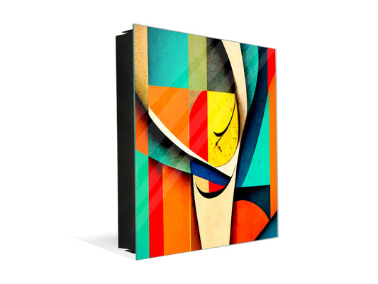 Wall-Mounted Key Storage and Decorative Dry-Erase Board Combo - KN20 Colorful Illustrations Series : Theme of Time