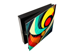 Decorative Key Box with Magnetic Glass Whiteboard – Stylish Home Organizer –Multi-Functional Key Cabinet with Glass Markerboard – Wall Organizer for Home & Office - KN23 Abstract Concepts Series 2 : Dynamic Harmony