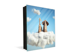 Decorative Key Box with Magnetic Glass Memo Board - Tempered Glass Wall Art - KN21 Abstract Concepts Series 1 : Cloud of Friendship