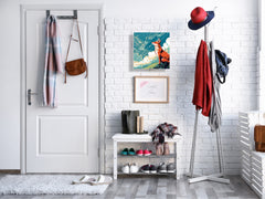 Key Cabinet with Glass Dry-Erase Board – Elegant Key Storage for Home, Office & Airbnb – Magnetic Glass Whiteboard & Key Holder – KN22 Modern Art Series : Cartoon Fox