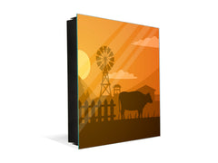 Key Cabinet with Glass Dry-Erase Board – Elegant Key Storage for Home, Office & Airbnb – Magnetic Glass Whiteboard & Key Holder – KN22 Modern Art Series : Aesthetic Ranch