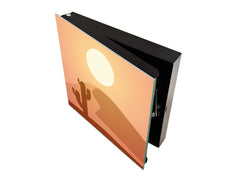 Key Cabinet with Glass Dry-Erase Board – Elegant Key Storage for Home, Office & Airbnb – Magnetic Glass Whiteboard & Key Holder – KN22 Modern Art Series : Aesthetic Desert