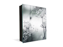 Decorative Key Box with Magnetic Glass Memo Board - Tempered Glass Wall Art - KN21 Abstract Concepts Series 1 : Winter Flower Scene