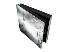 Decorative Key Box with Magnetic Glass Memo Board - Tempered Glass Wall Art - KN21 Abstract Concepts Series 1 : Winter Flower Scene