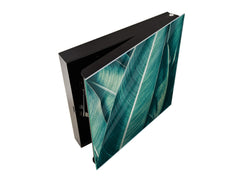 Decorative Key Box with Magnetic Glass Dry-Erase Board KN14 Nature series : Tropical leaves texture