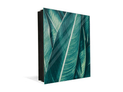 Decorative Key Box with Magnetic Glass Dry-Erase Board KN14 Nature series : Tropical leaves texture
