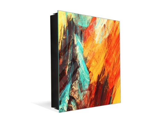 Key Cabinet Storage Box with Frameless Glass White Board KN16 Textures Series : Modern futuristic pattern