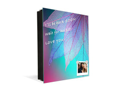 Decorative Key Box with Magnetic Glass Dry-Erase Board KN14 Nature series : Transparent turqoise leaves