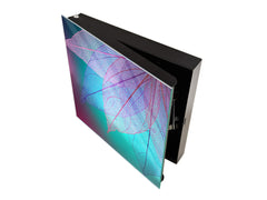 Decorative Key Box with Magnetic Glass Dry-Erase Board KN14 Nature series : Transparent turqoise leaves