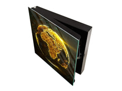 Wall Mounted Key Holder and Magnetic Dry-Erase Glass Board KN19 Miscellaneous Series : Digital globe 1