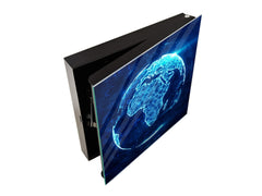 Wall Mounted Key Holder and Magnetic Dry-Erase Glass Board KN19 Miscellaneous Series : Digital globe 2