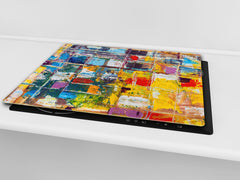 UNIQUE Tempered GLASS Kitchen Board –Scratch Resistant Glass Cutting Board – MEASURES: SINGLE: 60 x 52 cm (23,62” x 20,47”); DOUBLE: 30 x 52 cm (11,81” x 20,47”); D35 Art Series : Abstract art background