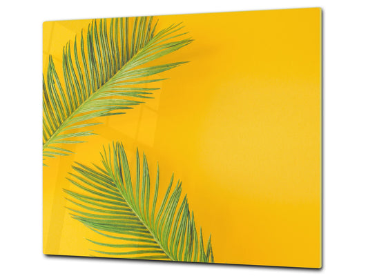 Tempered GLASS Cutting Board – Worktop saver and Pastry Board –- Glass Kitchen Board; MEASURES: SINGLE: 60 x 52 cm (23,62” x 20,47”); DOUBLE: 30 x 52 cm (11,81” x 20,47”); D34 Nature Series: Yellow leaves