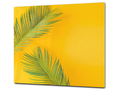 Tempered GLASS Cutting Board – Worktop saver and Pastry Board –- Glass Kitchen Board; MEASURES: SINGLE: 60 x 52 cm (23,62” x 20,47”); DOUBLE: 30 x 52 cm (11,81” x 20,47”); D34 Nature Series: Yellow leaves