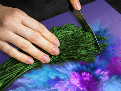 UNIQUE Tempered GLASS Kitchen Board –Scratch Resistant Glass Cutting Board – MEASURES: SINGLE: 60 x 52 cm (23,62” x 20,47”); DOUBLE: 30 x 52 cm (11,81” x 20,47”); D35 Art Series : Colour explosion 1