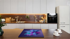 UNIQUE Tempered GLASS Kitchen Board –Scratch Resistant Glass Cutting Board – MEASURES: SINGLE: 60 x 52 cm (23,62” x 20,47”); DOUBLE: 30 x 52 cm (11,81” x 20,47”); D35 Art Series : Colour explosion 1