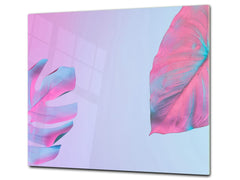 Tempered GLASS Cutting Board – Worktop saver and Pastry Board –- Glass Kitchen Board; MEASURES: SINGLE: 60 x 52 cm (23,62” x 20,47”); DOUBLE: 30 x 52 cm (11,81” x 20,47”); D34 Nature Series: Monstera deliciosa 1