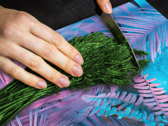 Tempered GLASS Cutting Board – Worktop saver and Pastry Board –- Glass Kitchen Board; MEASURES: SINGLE: 60 x 52 cm (23,62” x 20,47”); DOUBLE: 30 x 52 cm (11,81” x 20,47”); D34 Nature Series: Neon tropical leaves