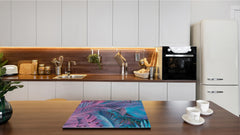 Tempered GLASS Cutting Board – Worktop saver and Pastry Board –- Glass Kitchen Board; MEASURES: SINGLE: 60 x 52 cm (23,62” x 20,47”); DOUBLE: 30 x 52 cm (11,81” x 20,47”); D34 Nature Series: Neon tropical leaves