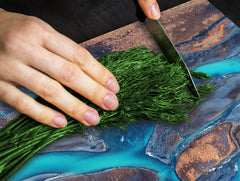 TEMPERED GLASS CHOPPING BOARD – Glass Cutting Board and Worktop Saver; MEASURES: SINGLE: 60 x 52 cm (23,62” x 20,47”); DOUBLE: 30 x 52 cm (11,81” x 20,47”); D36 Textures Series : River veins