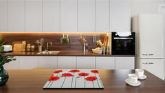 Tempered GLASS Cutting Board – Worktop saver and Pastry Board –- Glass Kitchen Board; MEASURES: SINGLE: 60 x 52 cm (23,62” x 20,47”); DOUBLE: 30 x 52 cm (11,81” x 20,47”); D34 Nature Series: Poppy seed flowers