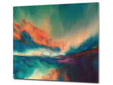 UNIQUE Tempered GLASS Kitchen Board –Scratch Resistant Glass Cutting Board – MEASURES: SINGLE: 60 x 52 cm (23,62” x 20,47”); DOUBLE: 30 x 52 cm (11,81” x 20,47”); D35 Art Series : Colourful sunset