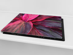 Tempered GLASS Cutting Board – Worktop saver and Pastry Board –- Glass Kitchen Board; MEASURES: SINGLE: 60 x 52 cm (23,62” x 20,47”); DOUBLE: 30 x 52 cm (11,81” x 20,47”); D34 Nature Series: Fluorescent leaves