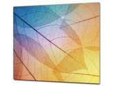 Tempered GLASS Cutting Board – Worktop saver and Pastry Board –- Glass Kitchen Board; MEASURES: SINGLE: 60 x 52 cm (23,62” x 20,47”); DOUBLE: 30 x 52 cm (11,81” x 20,47”); D34 Nature Series: Colourful transparent leaves