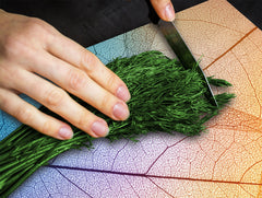 Tempered GLASS Cutting Board – Worktop saver and Pastry Board –- Glass Kitchen Board; MEASURES: SINGLE: 60 x 52 cm (23,62” x 20,47”); DOUBLE: 30 x 52 cm (11,81” x 20,47”); D34 Nature Series: Colourful transparent leaves