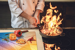 Tempered GLASS Cutting Board – Worktop saver and Pastry Board –- Glass Kitchen Board; MEASURES: SINGLE: 60 x 52 cm (23,62” x 20,47”); DOUBLE: 30 x 52 cm (11,81” x 20,47”); D34 Nature Series: Colourful transparent leaves