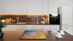 Tempered GLASS Cutting Board – Worktop saver and Pastry Board –- Glass Kitchen Board; MEASURES: SINGLE: 60 x 52 cm (23,62” x 20,47”); DOUBLE: 30 x 52 cm (11,81” x 20,47”); D34 Nature Series: Colourful transparent leaves