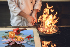 Tempered GLASS Cutting Board – Worktop saver and Pastry Board –- Glass Kitchen Board; MEASURES: SINGLE: 60 x 52 cm (23,62” x 20,47”); DOUBLE: 30 x 52 cm (11,81” x 20,47”); D34 Nature Series: Beautiful water lilly flower 1