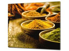 Induction Cooktop Cover –Shatter Resistant Glass Kitchen Board – Hob cover; MEASURES: SINGLE: 60 x 52 cm (23,62” x 20,47”); DOUBLE: 30 x 52 cm (11,81” x 20,47”); D38 Herbs and spices Series : Curry powder