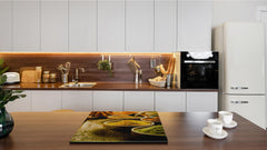 Induction Cooktop Cover –Shatter Resistant Glass Kitchen Board – Hob cover; MEASURES: SINGLE: 60 x 52 cm (23,62” x 20,47”); DOUBLE: 30 x 52 cm (11,81” x 20,47”); D38 Herbs and spices Series : Curry powder