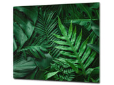 Tempered GLASS Cutting Board – Worktop saver and Pastry Board –- Glass Kitchen Board; MEASURES: SINGLE: 60 x 52 cm (23,62” x 20,47”); DOUBLE: 30 x 52 cm (11,81” x 20,47”); D34 Nature Series: Dark tropical nature