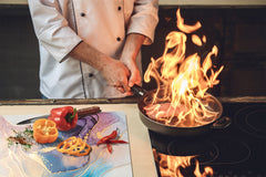 UNIQUE Tempered GLASS Kitchen Board –Scratch Resistant Glass Cutting Board – MEASURES: SINGLE: 60 x 52 cm (23,62” x 20,47”); DOUBLE: 30 x 52 cm (11,81” x 20,47”); D35 Art Series : Liquid colours 1