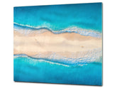 UNIQUE Tempered GLASS Kitchen Board –Scratch Resistant Glass Cutting Board – MEASURES: SINGLE: 60 x 52 cm (23,62” x 20,47”); DOUBLE: 30 x 52 cm (11,81” x 20,47”); D35 Art Series : Beaches of Zanzibar