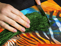 Induction Cooktop Cover Kitchen Board – Impact Resistant Glass Pastry Board; MEASURES: SINGLE: 60 x 52 cm (23,62” x 20,47”); DOUBLE: 30 x 52 cm (11,81” x 20,47”); D37 Animals Series : Colourful zebra