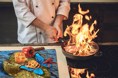 Induction Cooktop Cover Kitchen Board – Impact Resistant Glass Pastry Board; MEASURES: SINGLE: 60 x 52 cm (23,62” x 20,47”); DOUBLE: 30 x 52 cm (11,81” x 20,47”); D37 Animals Series : Tropical butterfly 1