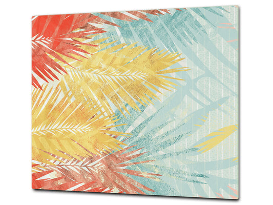 Tempered GLASS Cutting Board – Worktop saver and Pastry Board –- Glass Kitchen Board; MEASURES: SINGLE: 60 x 52 cm (23,62” x 20,47”); DOUBLE: 30 x 52 cm (11,81” x 20,47”); D34 Nature Series: Botanical wall art.