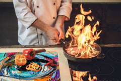 Premium Tempered Glass Cutting Board and Worktop Saver – Glass Pastry Board and Cooktop Cover – MEASURES: SINGLE: 60 x 52 cm; DOUBLE: 2 x 30 x 52 cm; D40 Colorful Illustrations Series : Multicolored Eye 1