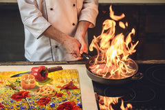 Premium Tempered Glass Cutting Board and Worktop Saver – Glass Pastry Board and Cooktop Cover – MEASURES: SINGLE: 60 x 52 cm; DOUBLE: 2 x 30 x 52 cm; D40 Colorful Illustrations Series : Impressionist Poppy Field