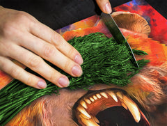 Induction Cooktop Cover Kitchen Board – Impact Resistant Glass Pastry Board; MEASURES: SINGLE: 60 x 52 cm (23,62” x 20,47”); DOUBLE: 30 x 52 cm (11,81” x 20,47”); D37 Animals Series : Colourful bear