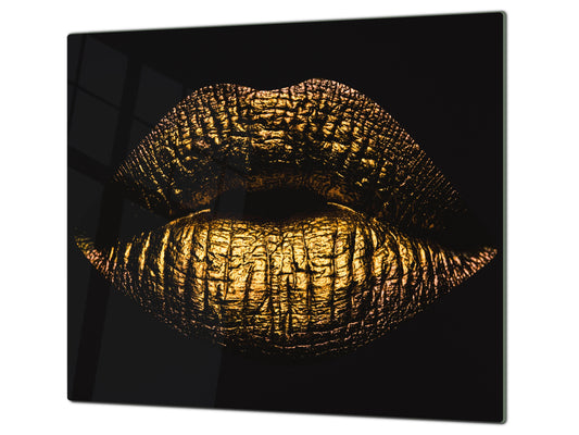 Versatile Tempered Glass Worktop Saver and Induction Cooktop Cover – Durable and Scratch-Resistant – MEASURES: SINGLE: 60 x 52 cm; DOUBLE: 2 x 30 x 52 cm; D41 Abstract Concepts Series 1 : Golden Gloss