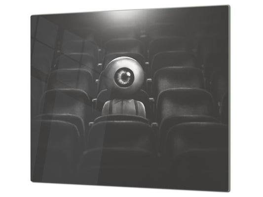 Versatile Tempered Glass Worktop Saver and Induction Cooktop Cover – Durable and Scratch-Resistant – MEASURES: SINGLE: 60 x 52 cm; DOUBLE: 2 x 30 x 52 cm; D41 Abstract Concepts Series 1 : Surreal Eye in the Audience