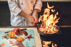 Chopping Board - Induction Cooktop Cover - Glass Cutting Board – Impact & Shatter Resistant – MEASURES: SINGLE: 60 x 52 cm; DOUBLE: 2 x 30 x 52 cm; D42 Modern Art Series : Blooming Lady