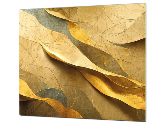 Versatile Tempered Glass Worktop Saver and Induction Cooktop Cover – Durable and Scratch-Resistant – MEASURES: SINGLE: 60 x 52 cm; DOUBLE: 2 x 30 x 52 cm; D41 Abstract Concepts Series 1 : Golden Structure