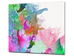 TEMPERED GLASS CHOPPING BOARD – Glass Cutting Board and Worktop Saver; MEASURES: SINGLE: 60 x 52 cm (23,62” x 20,47”); DOUBLE: 30 x 52 cm (11,81” x 20,47”); D36 Textures Series : Colourful background