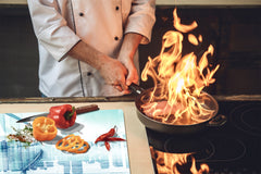 Chopping Board Set - Induction Cooktop Cover –Glass Cutting Board; MEASURES: SINGLE: 60 x 52 cm (23,62” x 20,47”); DOUBLE: 30 x 52 cm (11,81” x 20,47”); D39 Miscellaneous Series : Abstract cityscape 1