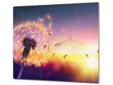 Tempered GLASS Cutting Board – Worktop saver and Pastry Board –- Glass Kitchen Board; MEASURES: SINGLE: 60 x 52 cm (23,62” x 20,47”); DOUBLE: 30 x 52 cm (11,81” x 20,47”); D34 Nature Series: Sunset dandelion